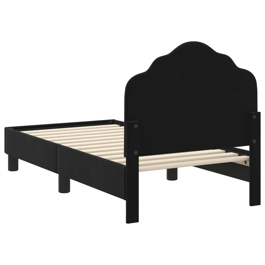 Peuterbedframe met hoofdbord Zwart 70 x 140 cm Fluweel