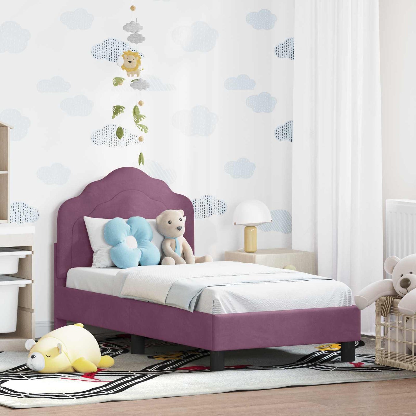 Peuterbedframe met hoofdbord Paars 70 x 140 cm Fluweel