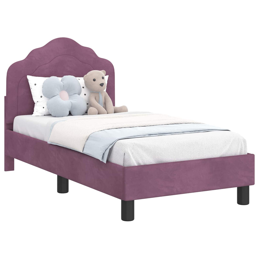Peuterbedframe met hoofdbord Paars 70 x 140 cm Fluweel