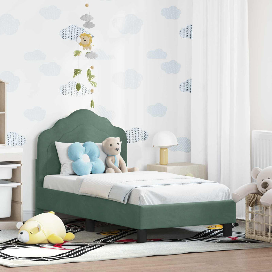 Peuterbedframe met hoofdbord Zeegroen 70 x 140 cm Fluweel
