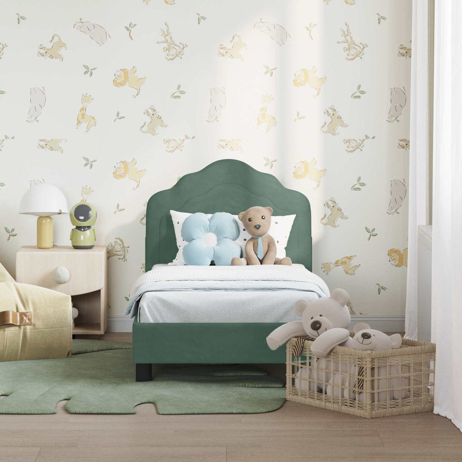 Peuterbedframe met hoofdbord Zeegroen 70 x 140 cm Fluweel