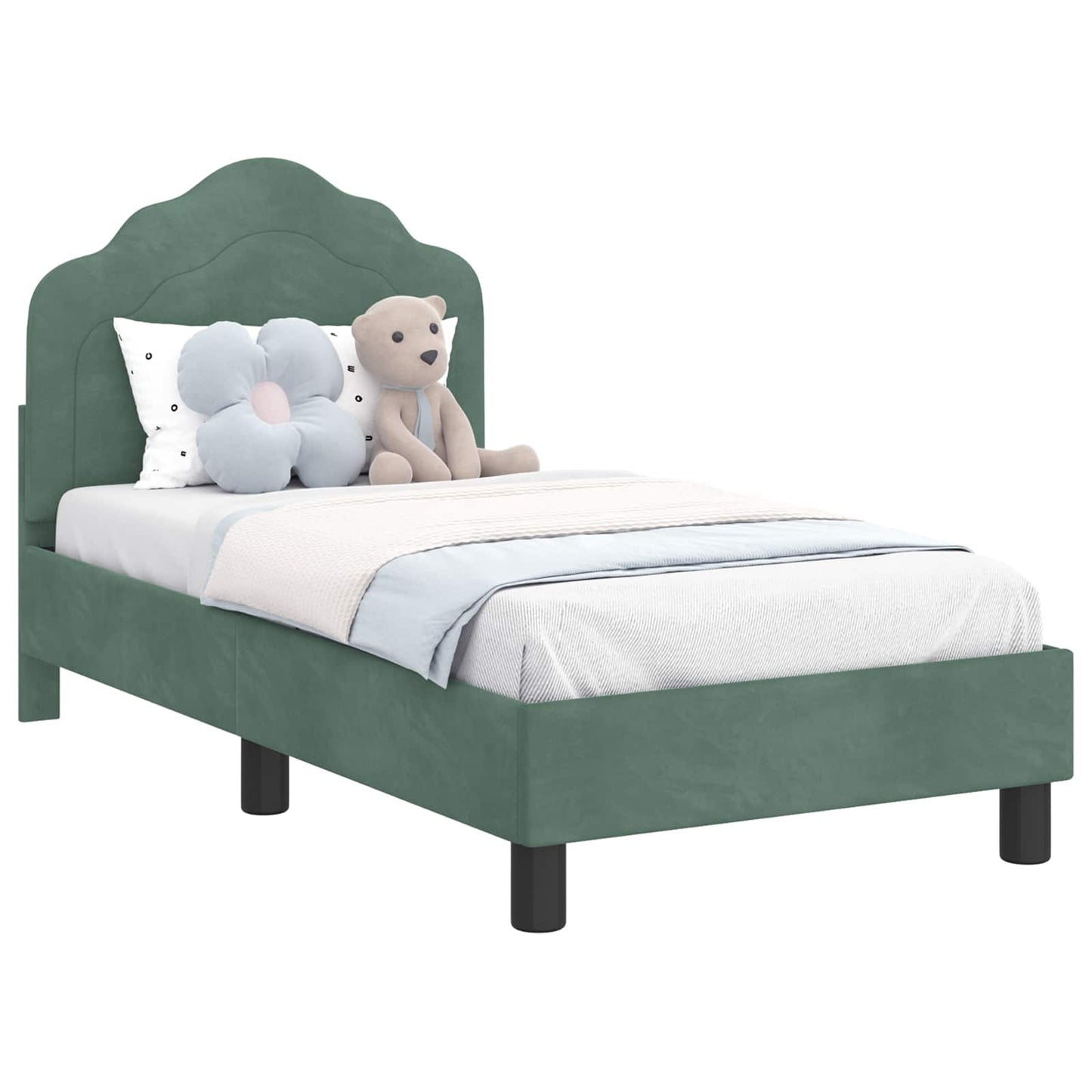 Peuterbedframe met hoofdbord Zeegroen 70 x 140 cm Fluweel