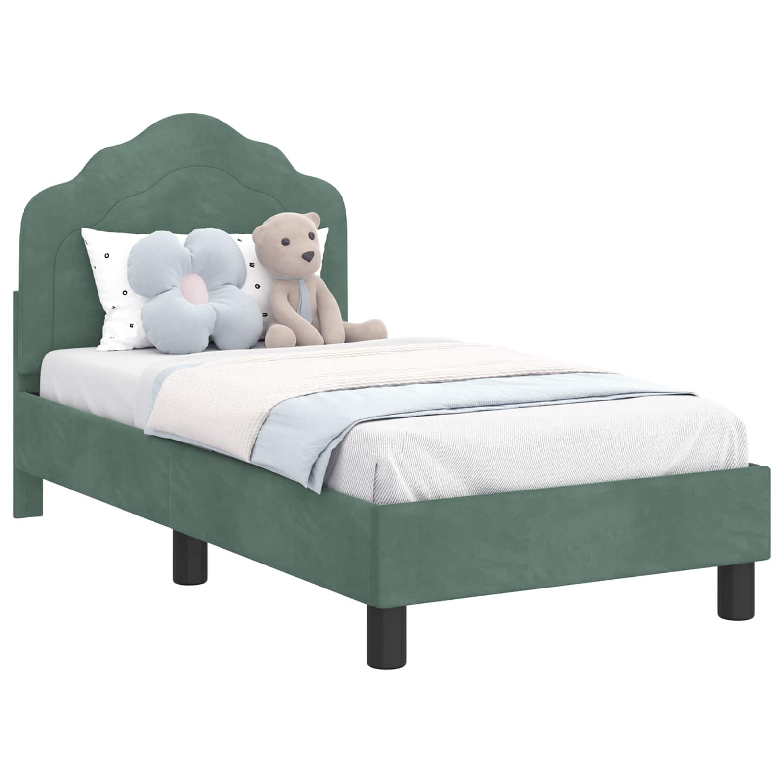 Peuterbedframe met hoofdbord Zeegroen 70 x 140 cm Fluweel