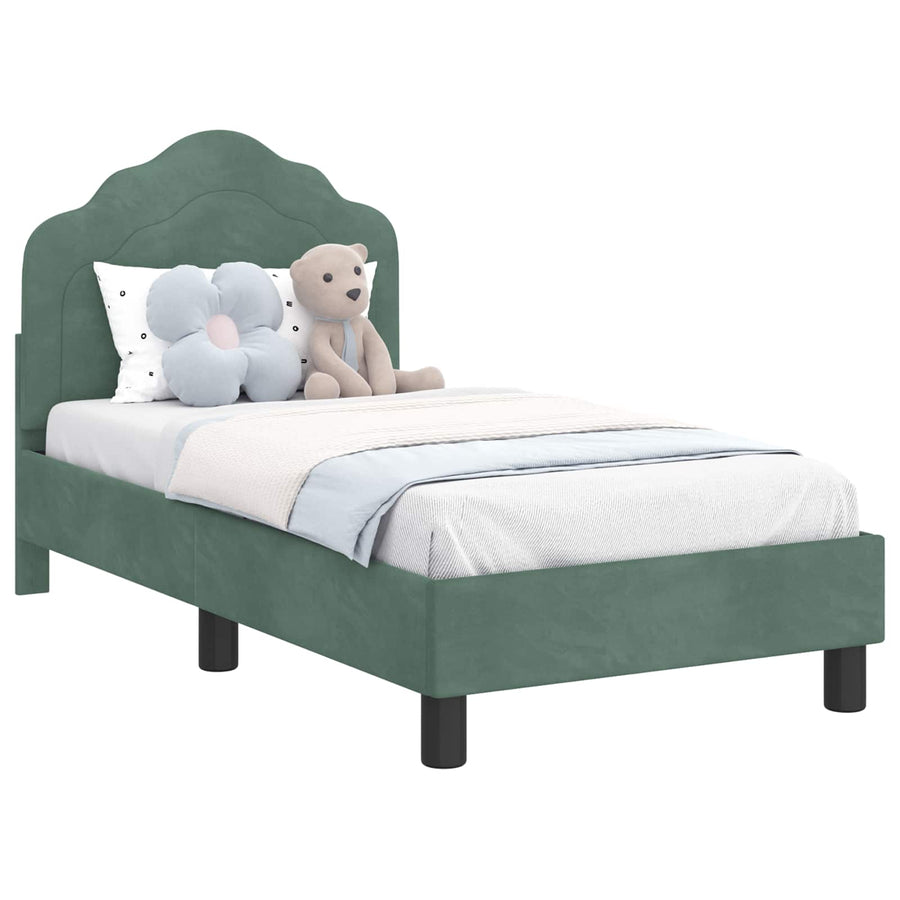 Peuterbedframe met hoofdbord Zeegroen 70 x 140 cm Fluweel