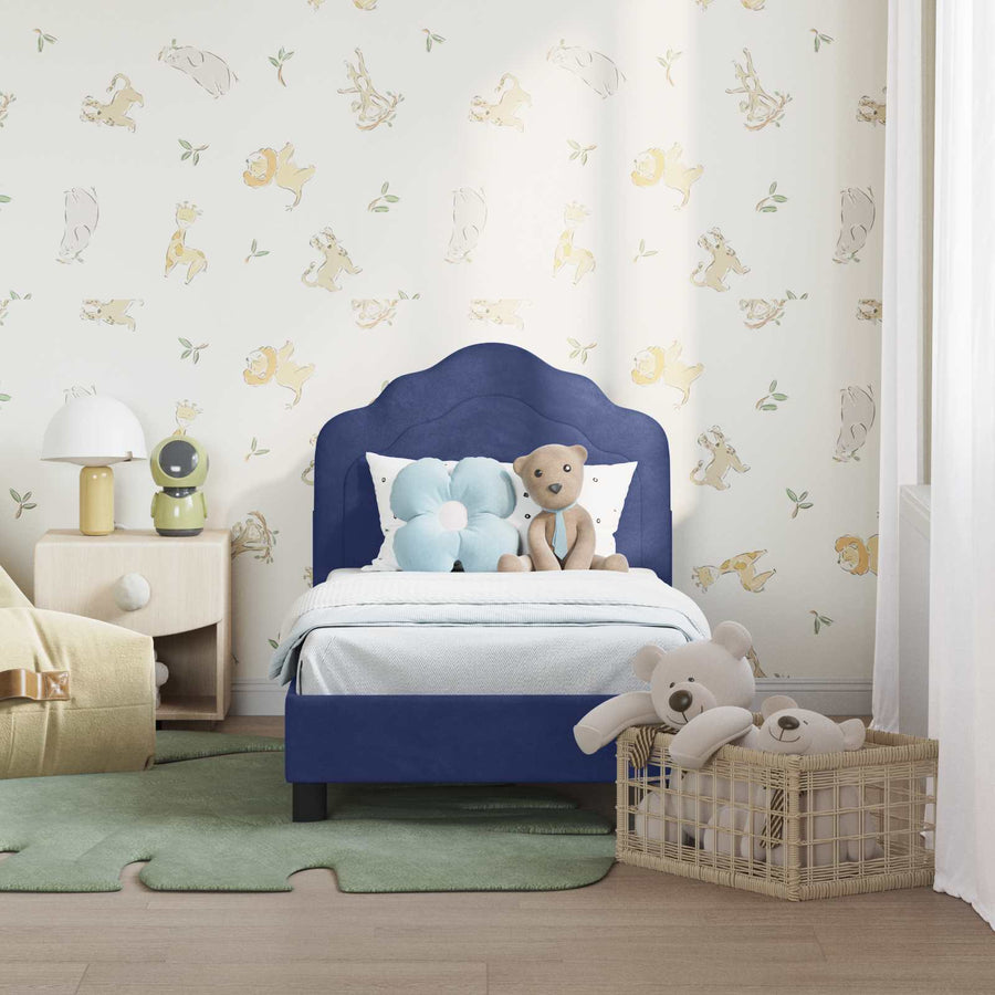 Peuterbedframe met hoofdbord Politieblauw 70 x 140 cm Fluweel