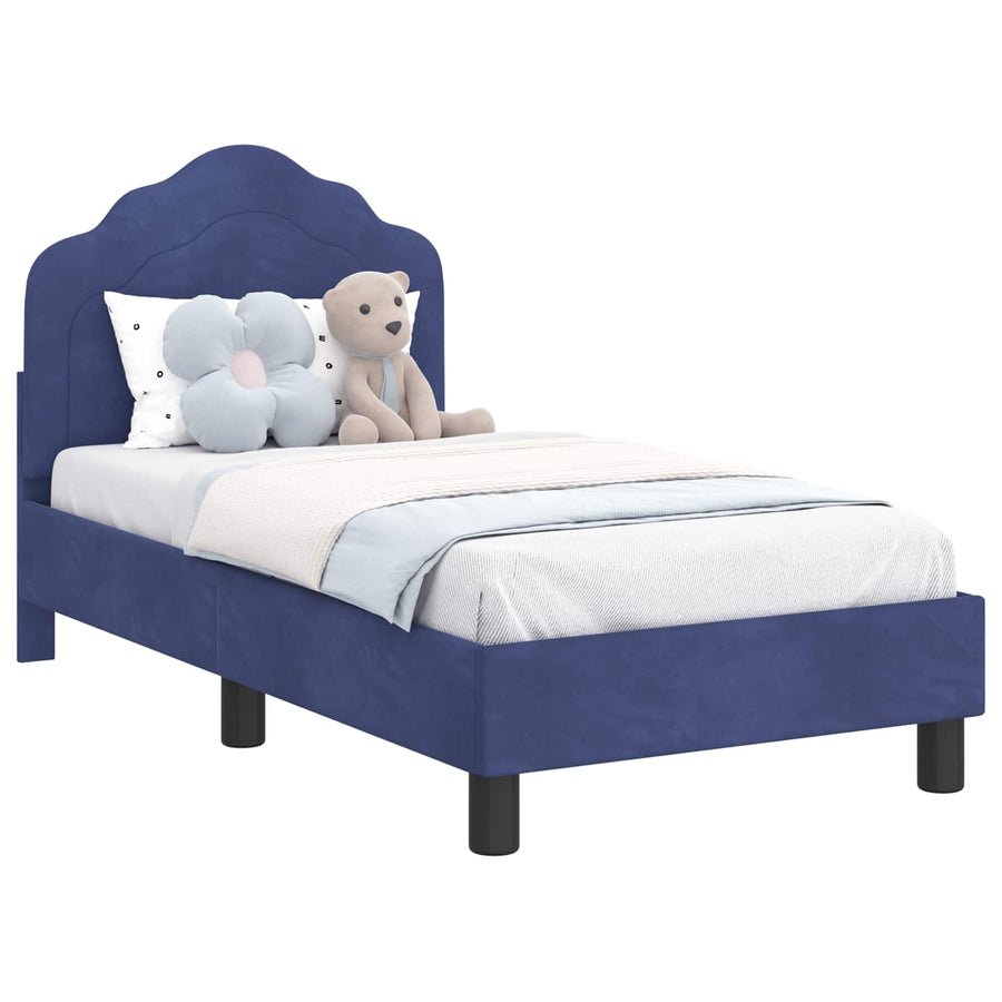 Peuterbedframe met hoofdbord Politieblauw 70 x 140 cm Fluweel