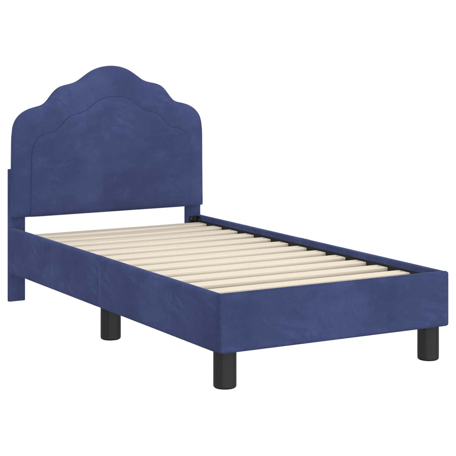 Peuterbedframe met hoofdbord Politieblauw 70 x 140 cm Fluweel