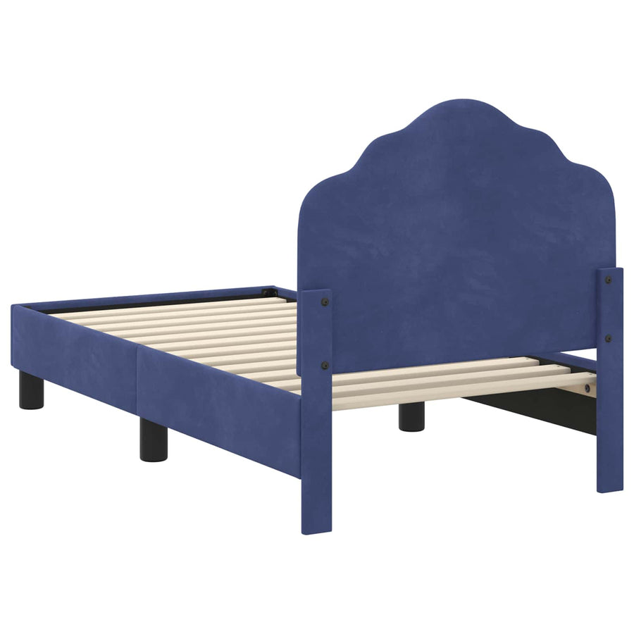 Peuterbedframe met hoofdbord Politieblauw 70 x 140 cm Fluweel