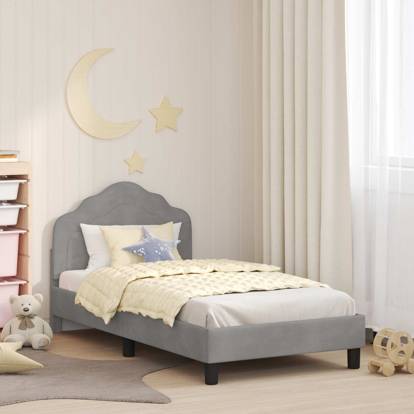 Bedframe voor kinderen met hoofdbord Lichtgrijs 80 x 160 cm