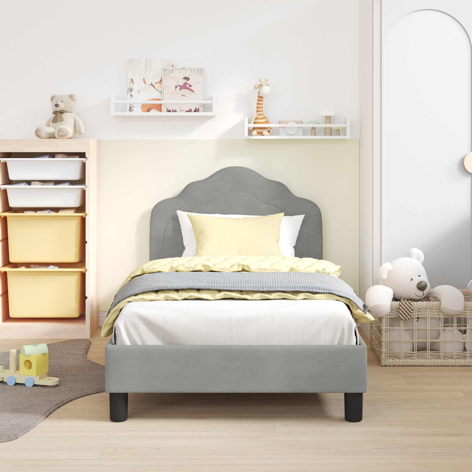 Bedframe voor kinderen met hoofdbord Lichtgrijs 80 x 160 cm