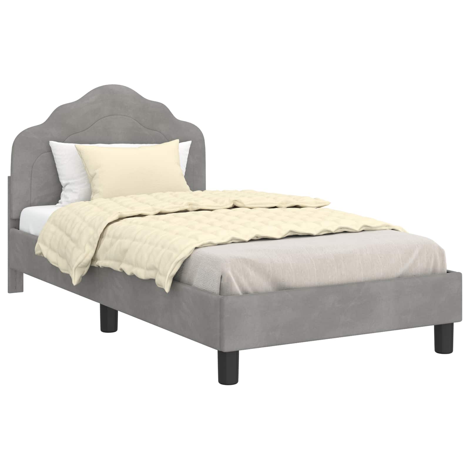 Bedframe voor kinderen met hoofdbord Lichtgrijs 80 x 160 cm