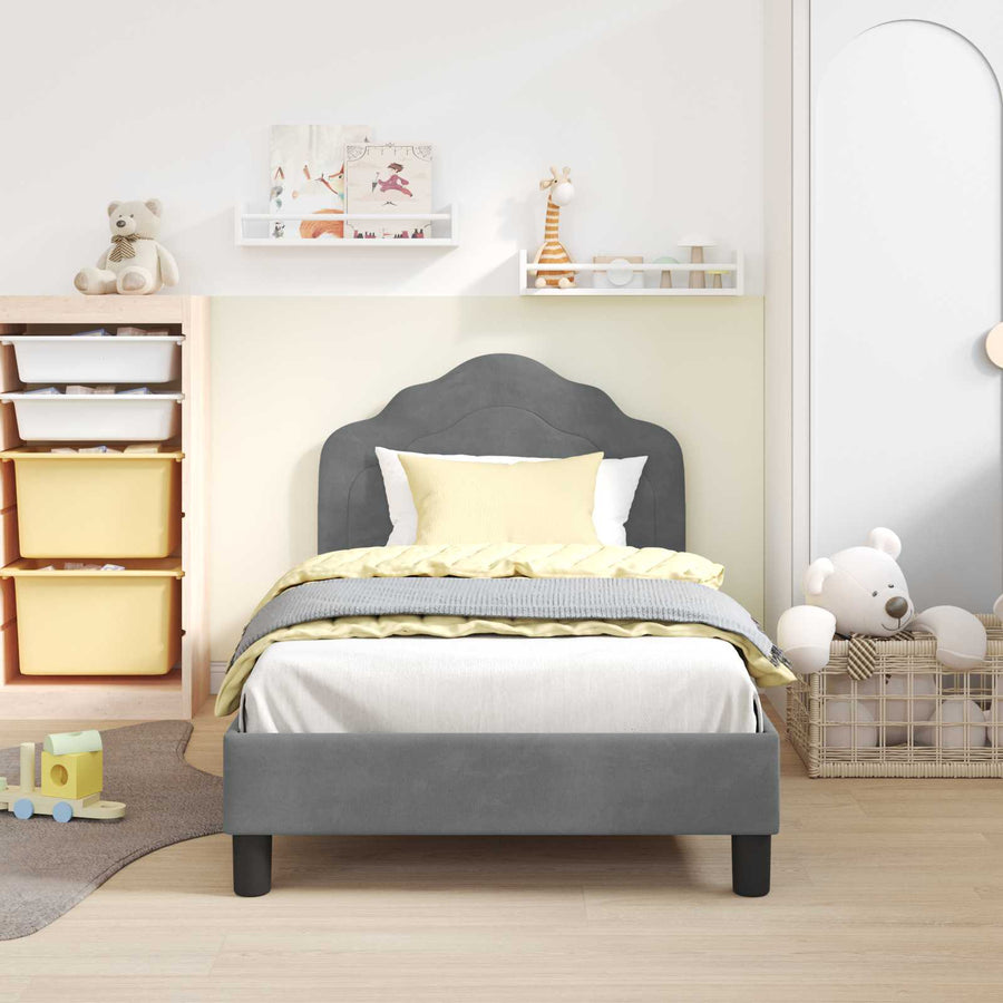Bedframe voor kinderen met hoofdbord Donkergrijs 80 x 160 cm