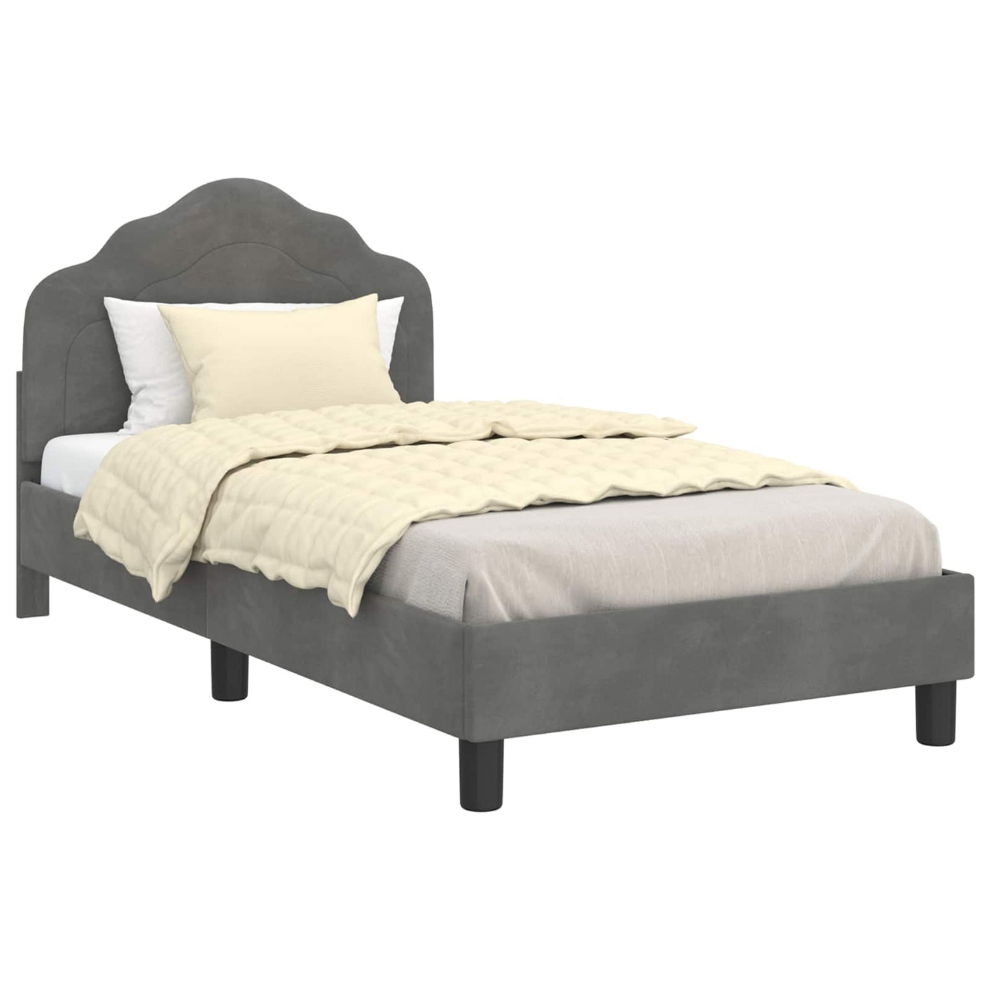 Bedframe voor kinderen met hoofdbord Donkergrijs 80 x 160 cm