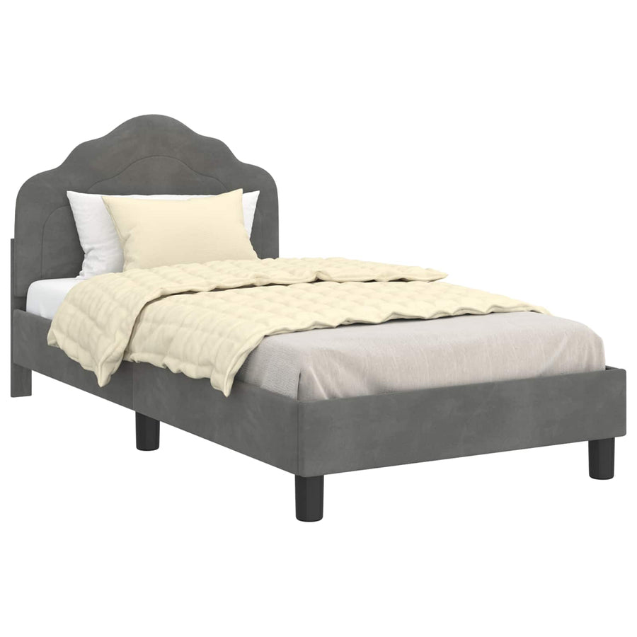 Bedframe voor kinderen met hoofdbord Donkergrijs 80 x 160 cm