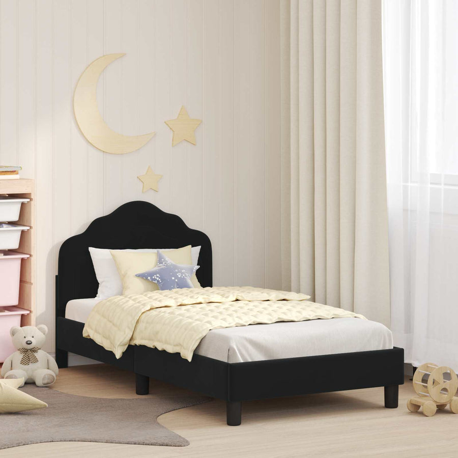 Bedframe voor kinderen met hoofdbord Zwart 80 x 160 cm Fluweel