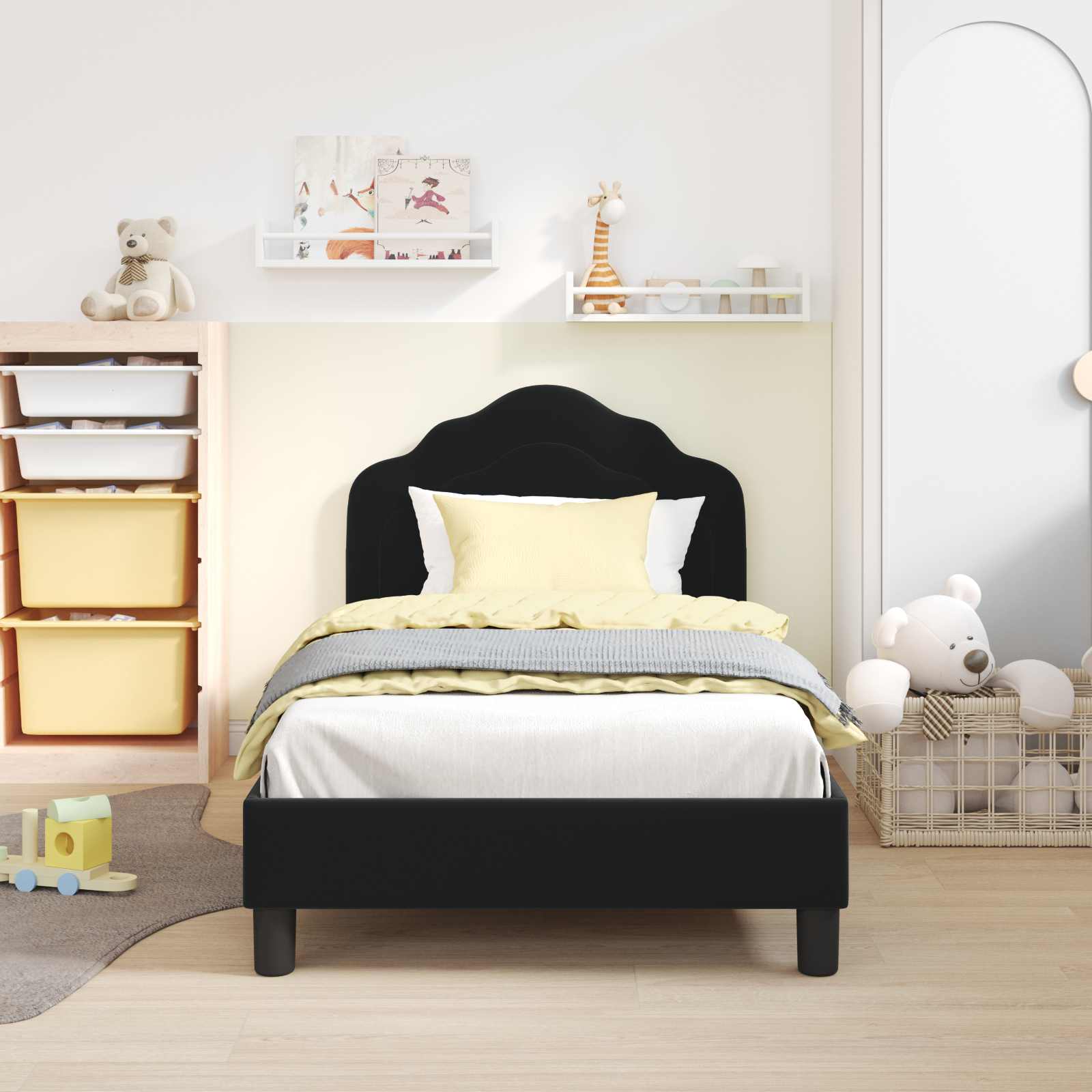Bedframe voor kinderen met hoofdbord Zwart 80 x 160 cm Fluweel