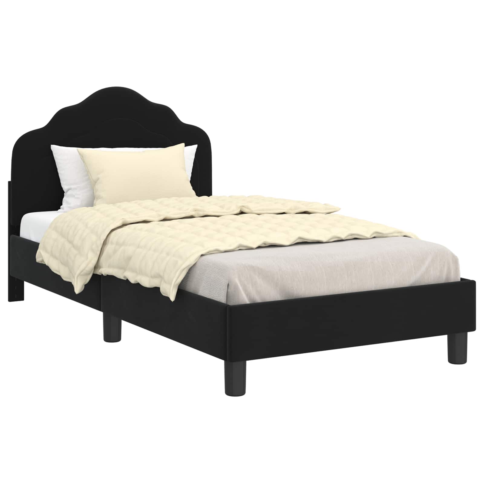 Bedframe voor kinderen met hoofdbord Zwart 80 x 160 cm Fluweel