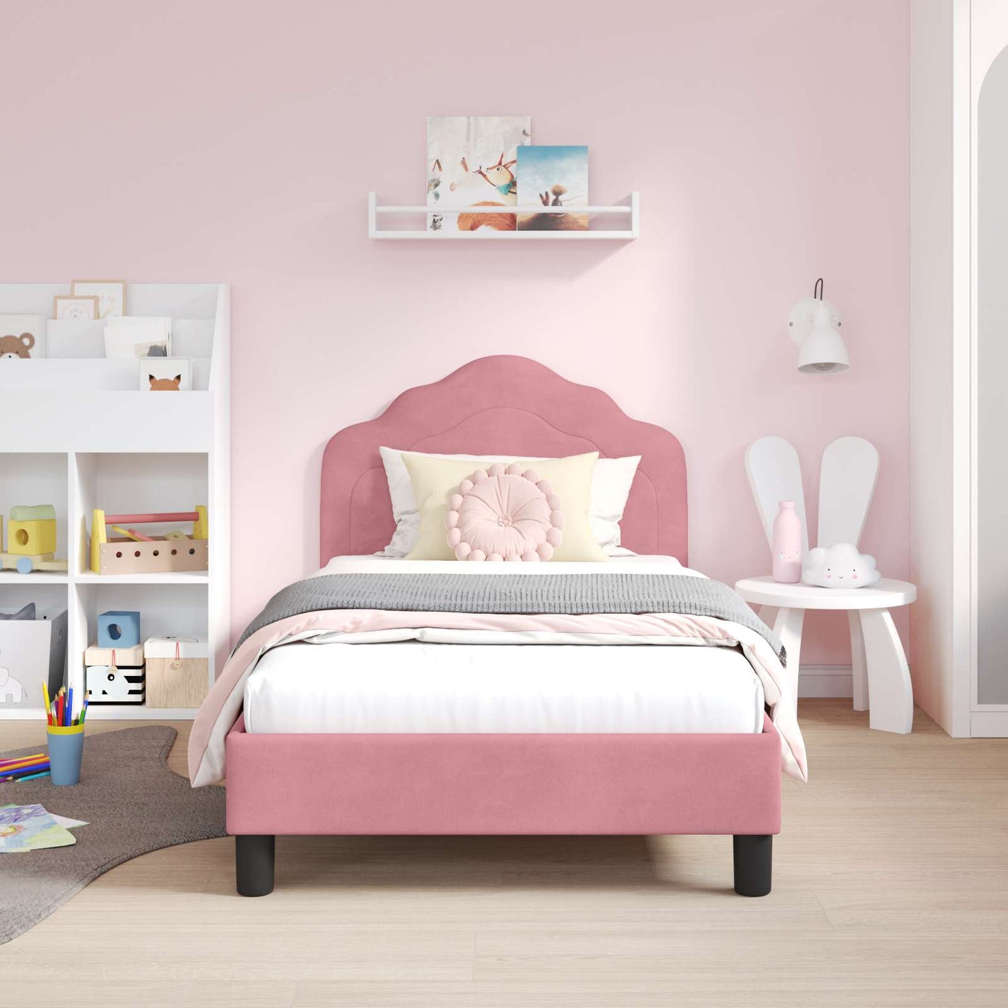Bedframe voor kinderen met hoofdbord Roze 80 x 160 cm Fluweel
