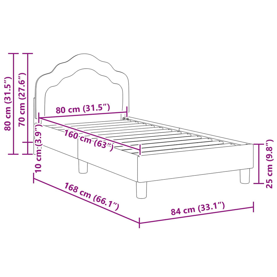 Bedframe voor kinderen met hoofdbord Roze 80 x 160 cm Fluweel