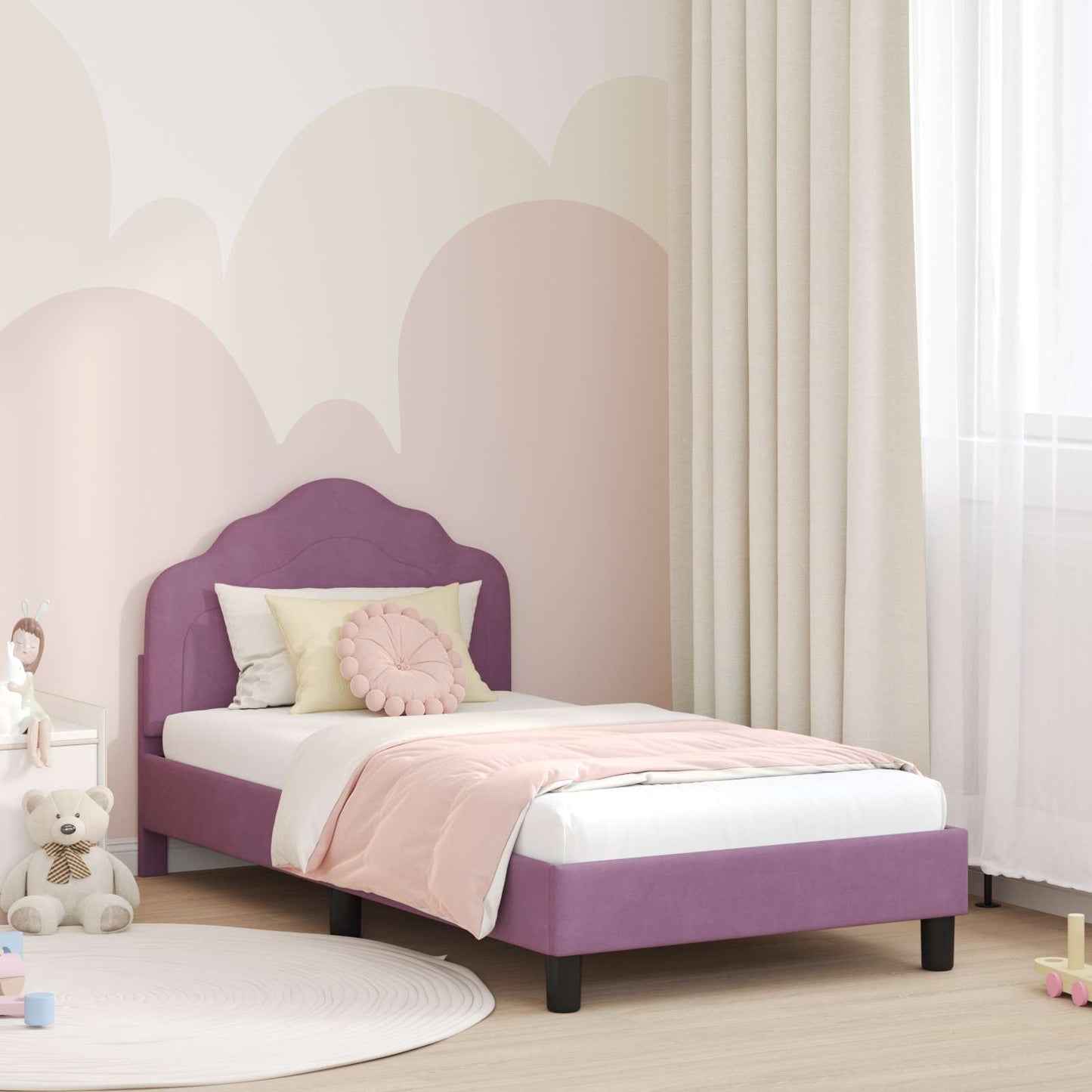 Bedframe voor kinderen met hoofdbord Paars 80 x 160 cm Fluweel