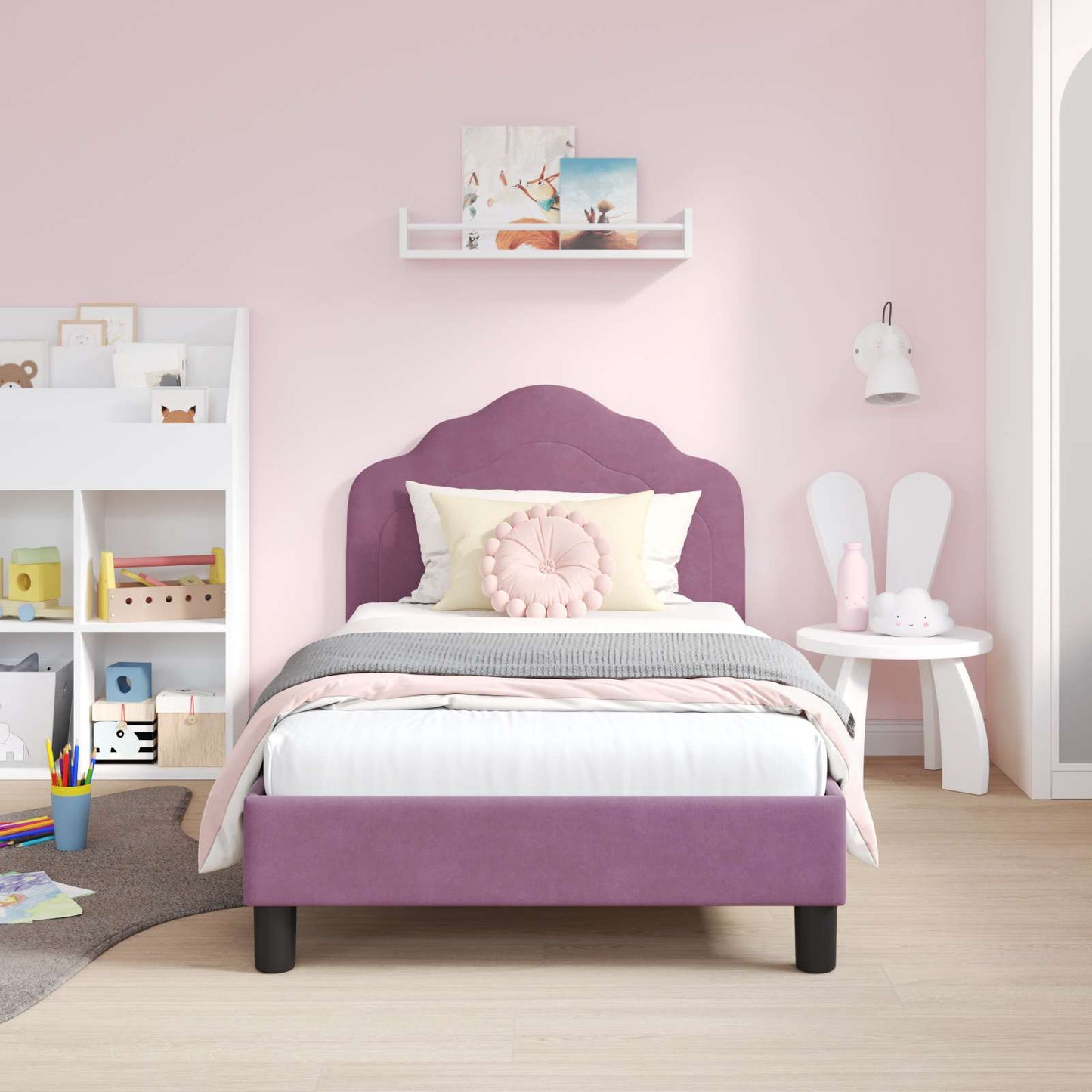 Bedframe voor kinderen met hoofdbord Paars 80 x 160 cm Fluweel
