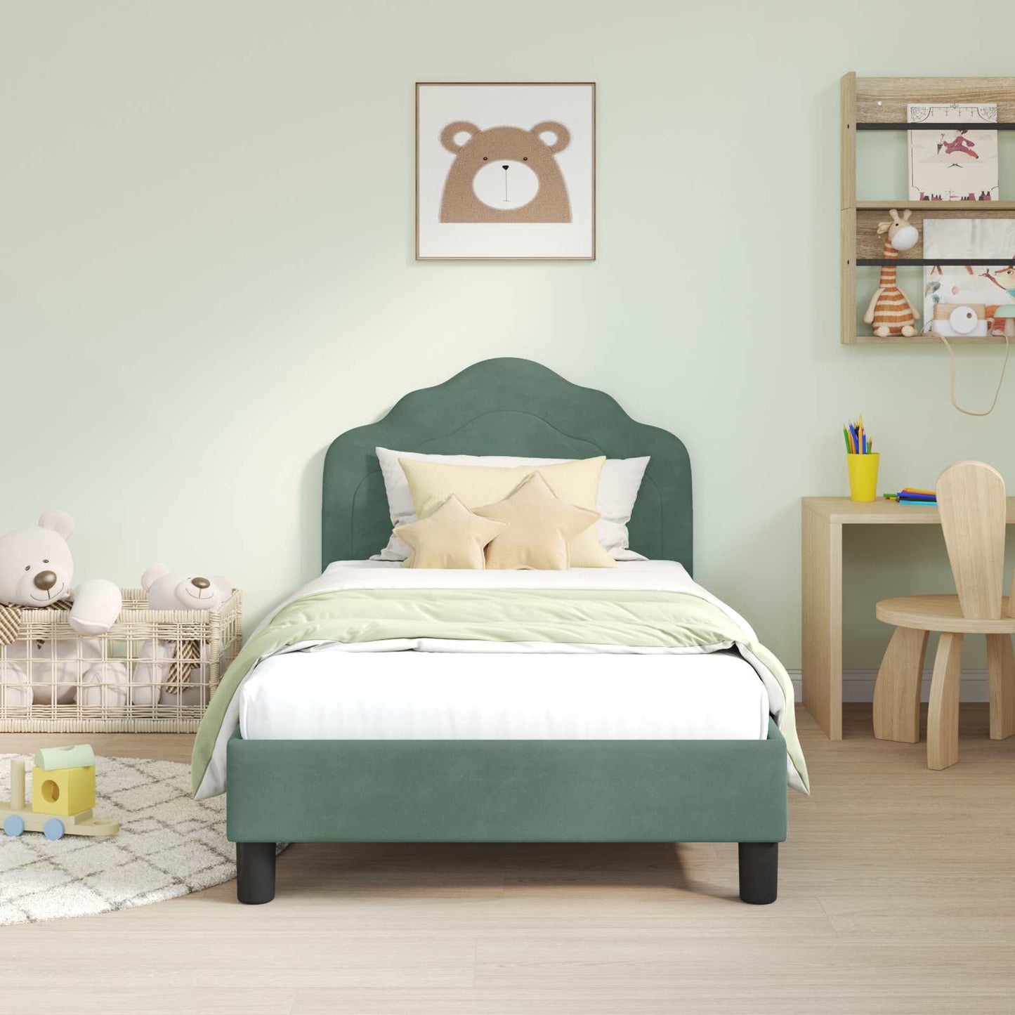 Bedframe voor kinderen met hoofdbord Zeegroen 80 x 160 cm