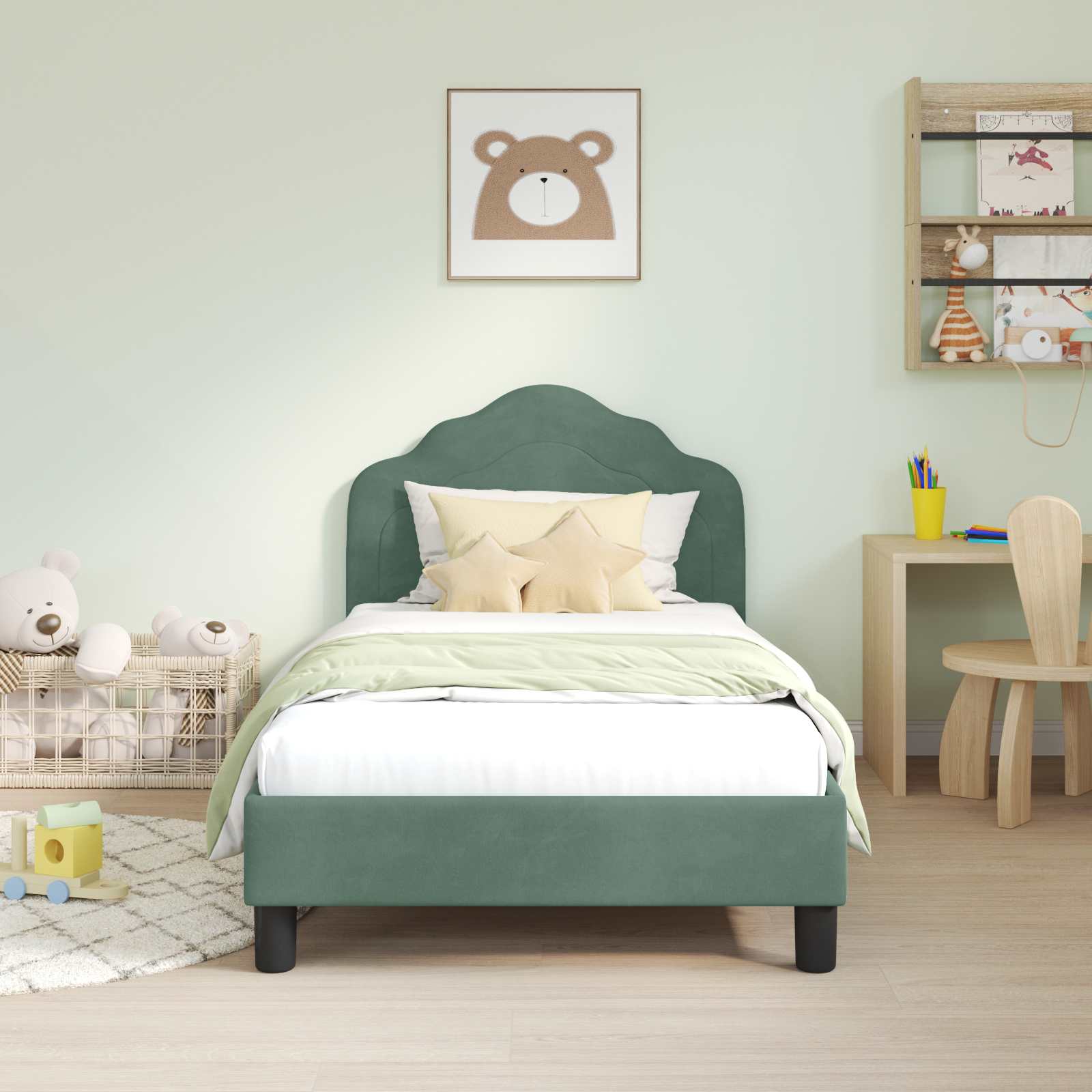 Bedframe voor kinderen met hoofdbord Zeegroen 80 x 160 cm