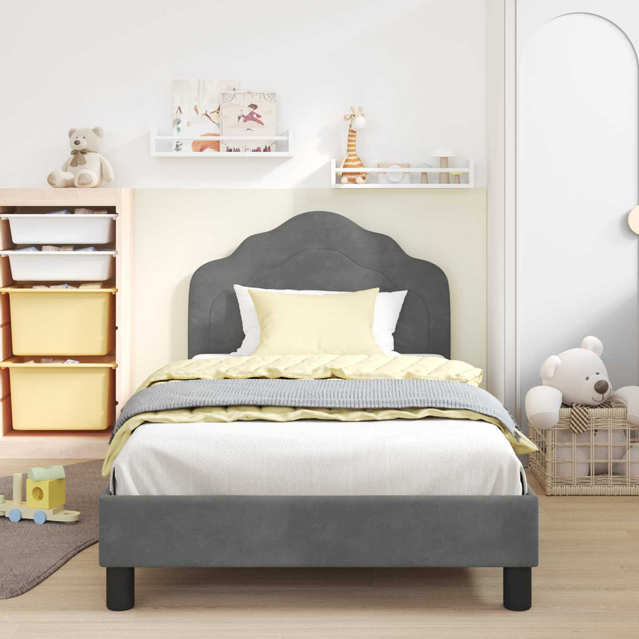 Bedframe voor kinderen met hoofdbord Donkergrijs 80 x 200 cm
