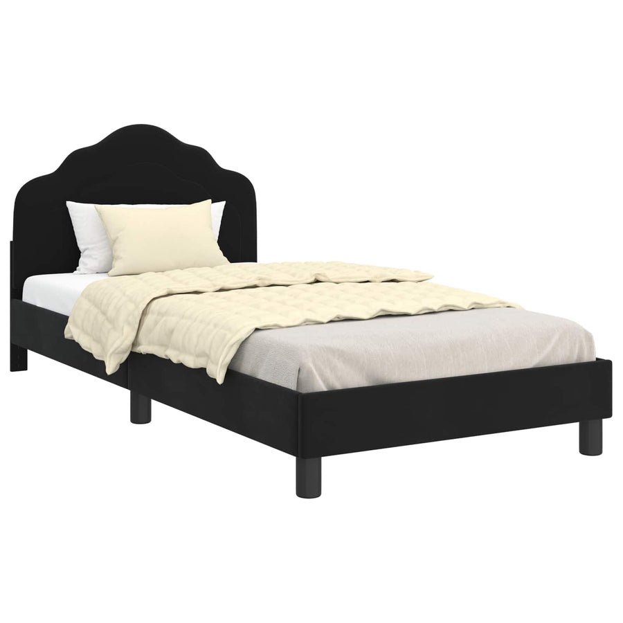 Bedframe voor kinderen met hoofdbord Zwart 80 x 200 cm Fluweel