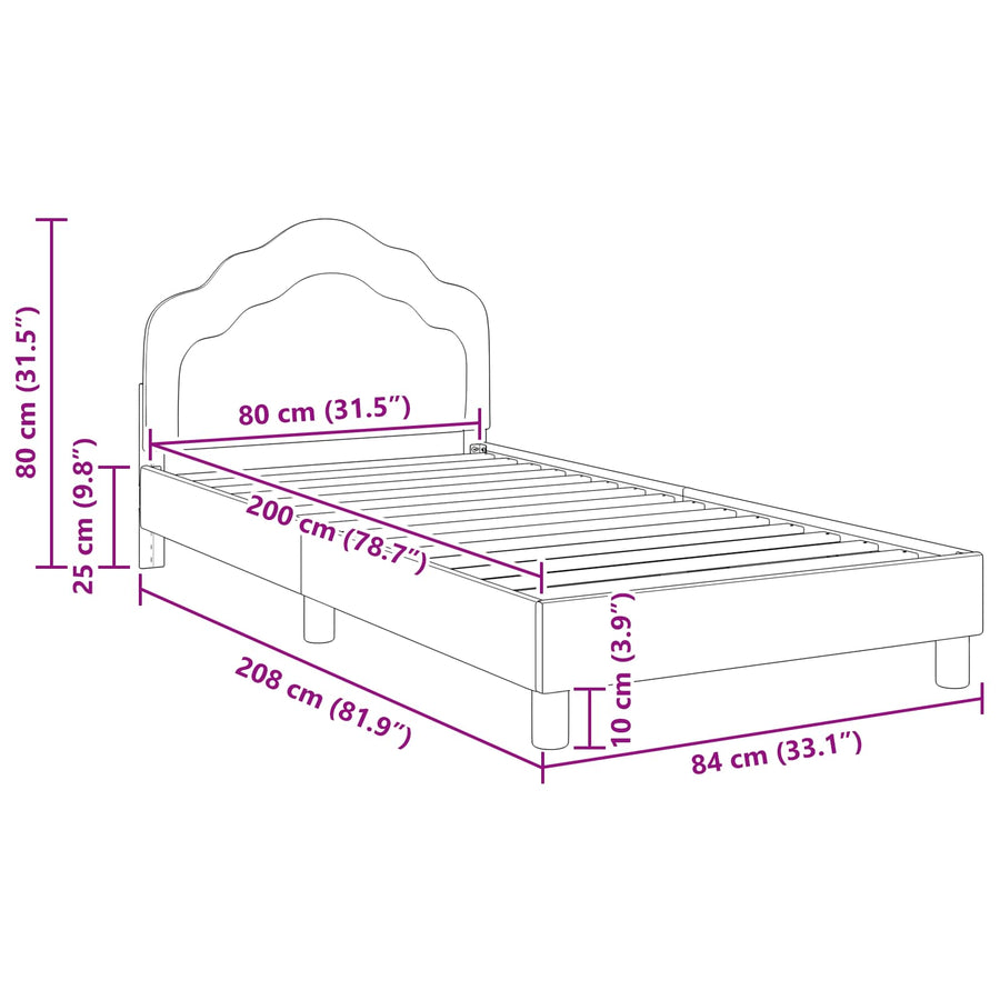 Bedframe voor kinderen met hoofdbord Zwart 80 x 200 cm Fluweel