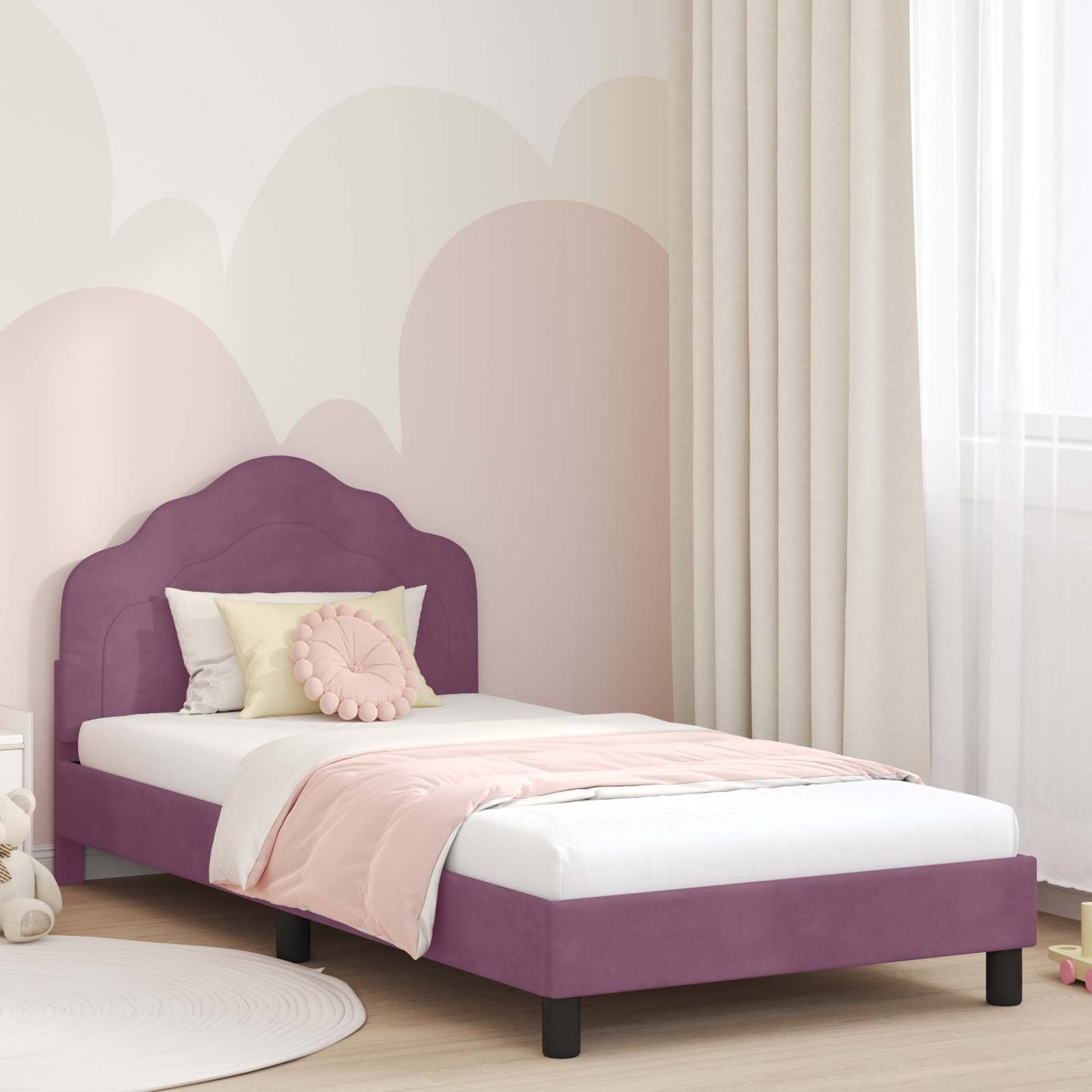 Bedframe voor kinderen met hoofdbord Paars 80 x 200 cm Fluweel