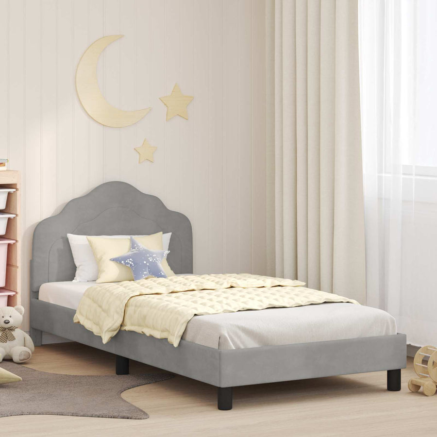 Bedframe voor kinderen met hoofdbord Lichtgrijs 90 x 190 cm
