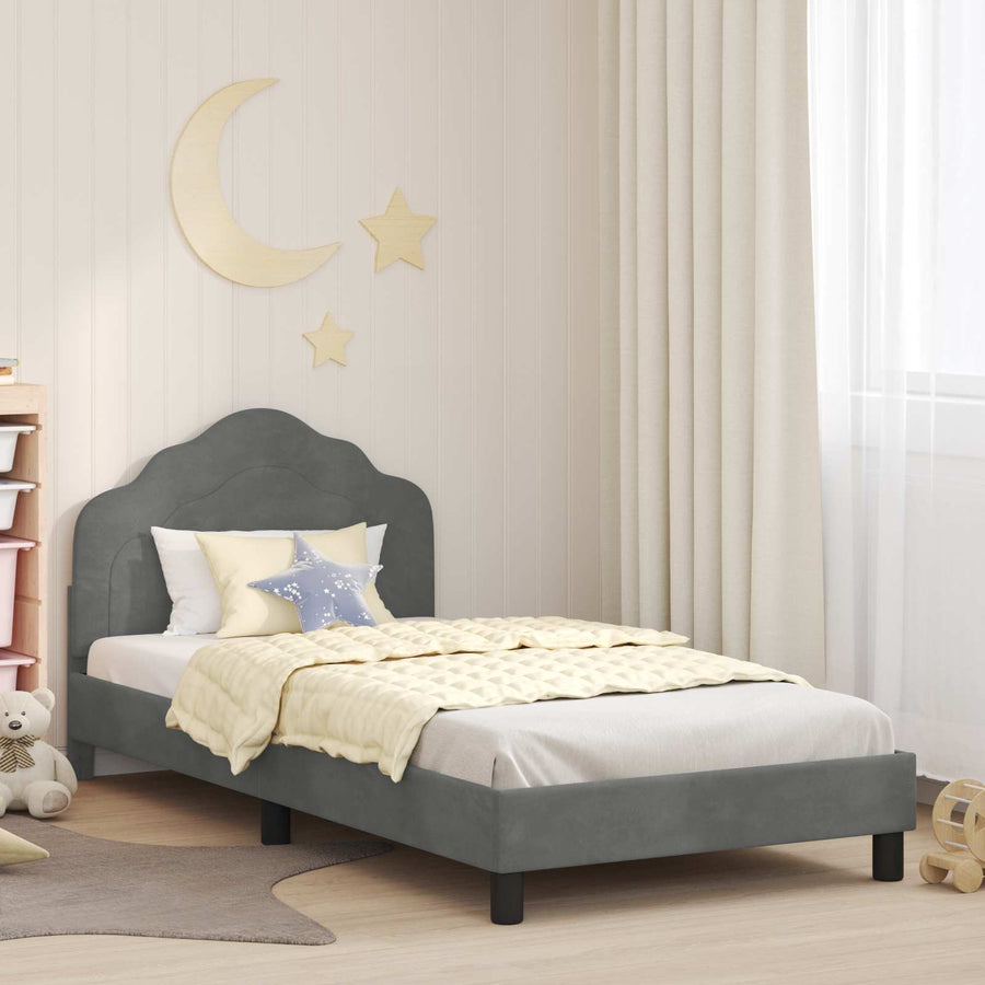 Bedframe voor kinderen met hoofdbord Donkergrijs 90 x 190 cm