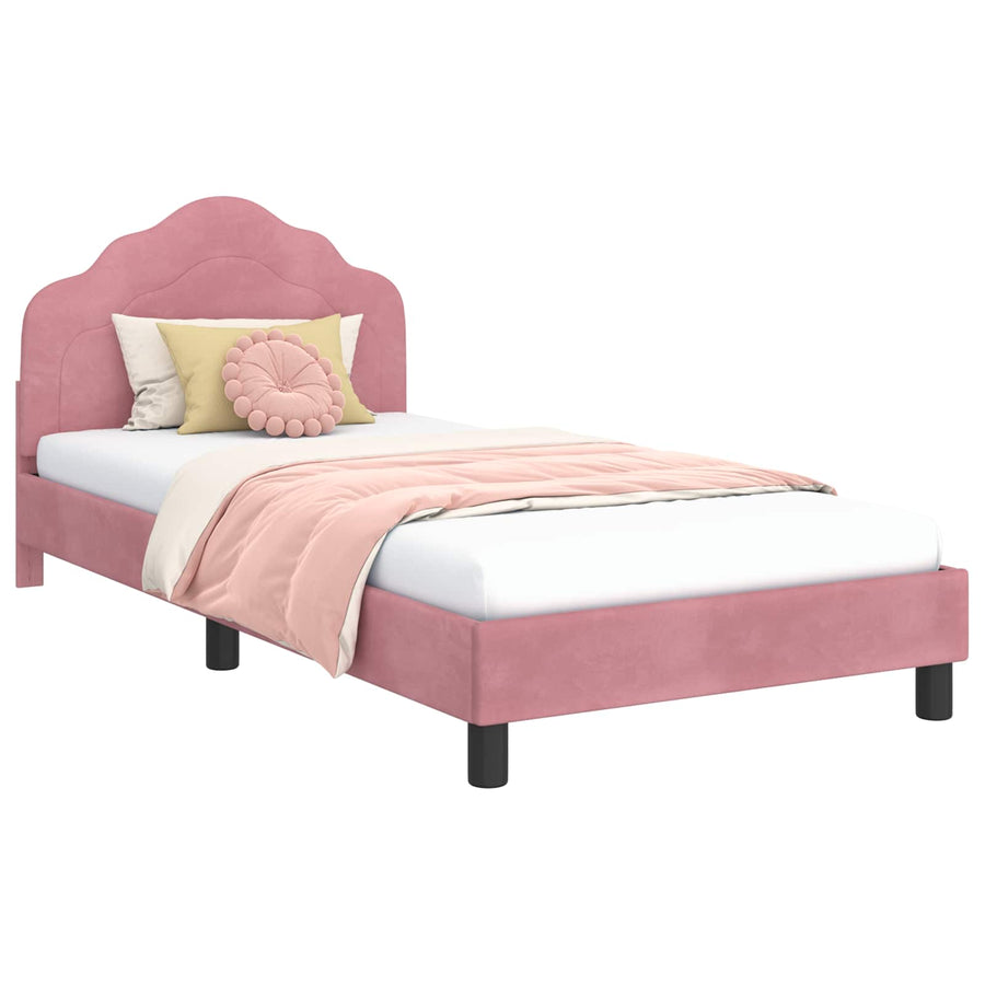 Bedframe voor kinderen met hoofdbord Roze 90 x 190 cm Fluweel