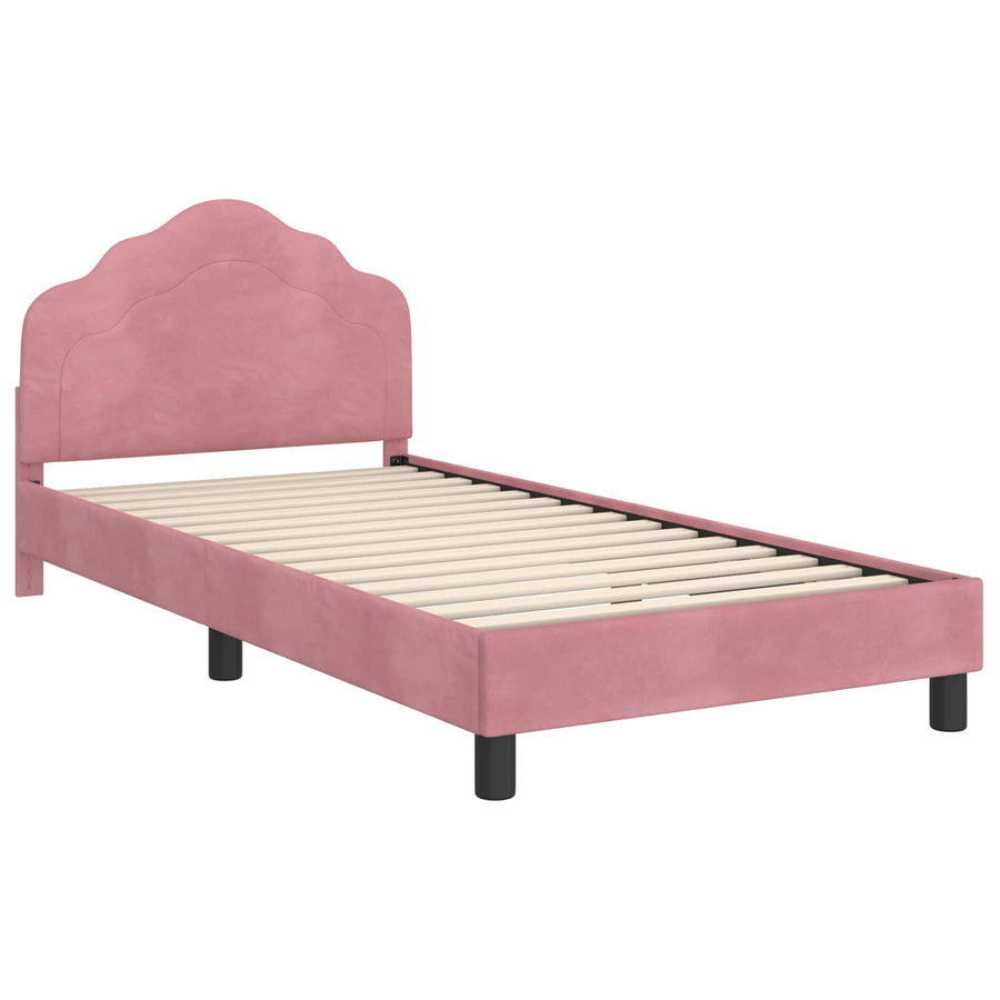 Bedframe voor kinderen met hoofdbord Roze 90 x 190 cm Fluweel
