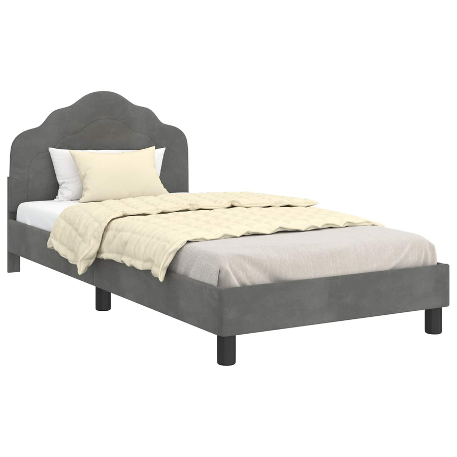Bedframe voor kinderen met hoofdbord Donkergrijs 90 x 200 cm