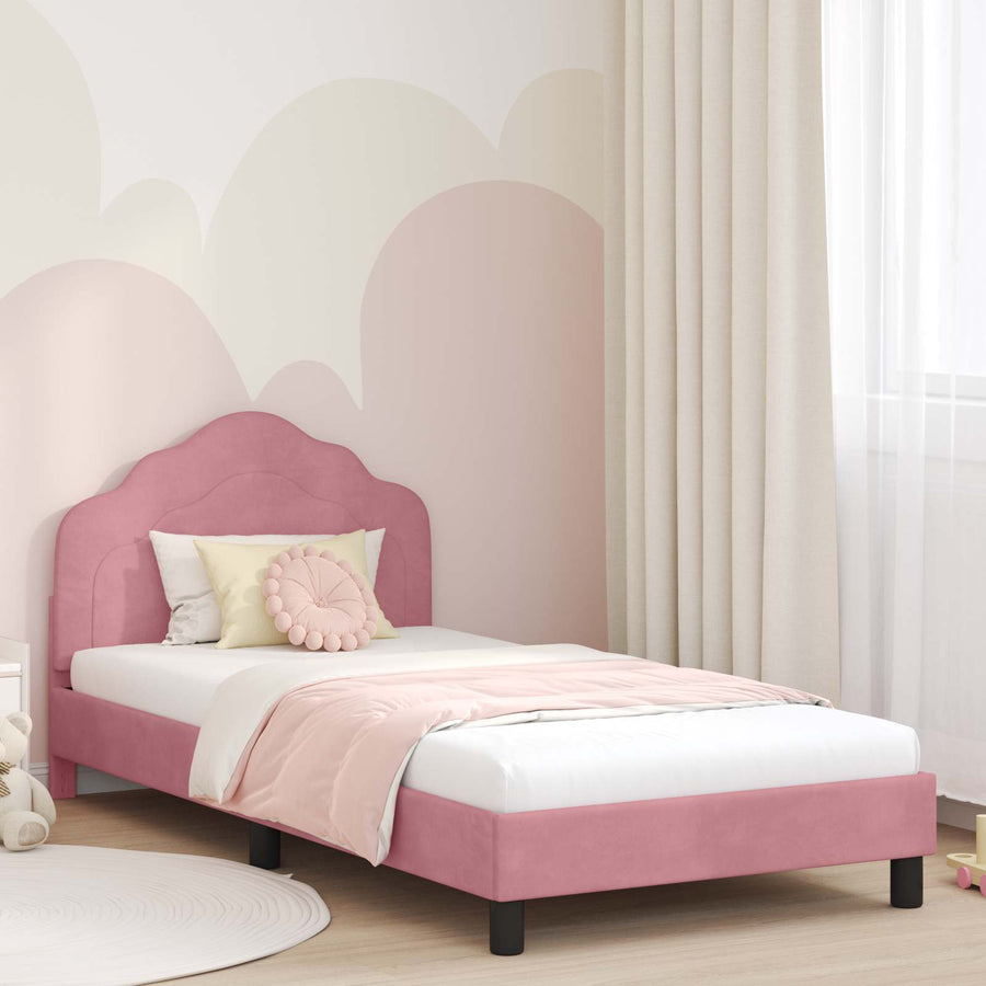 Bedframe voor kinderen met hoofdbord Roze 90 x 200 cm Fluweel