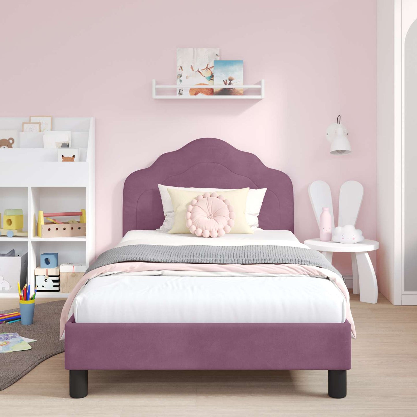Bedframe voor kinderen met hoofdbord Paars 90 x 200 cm Fluweel
