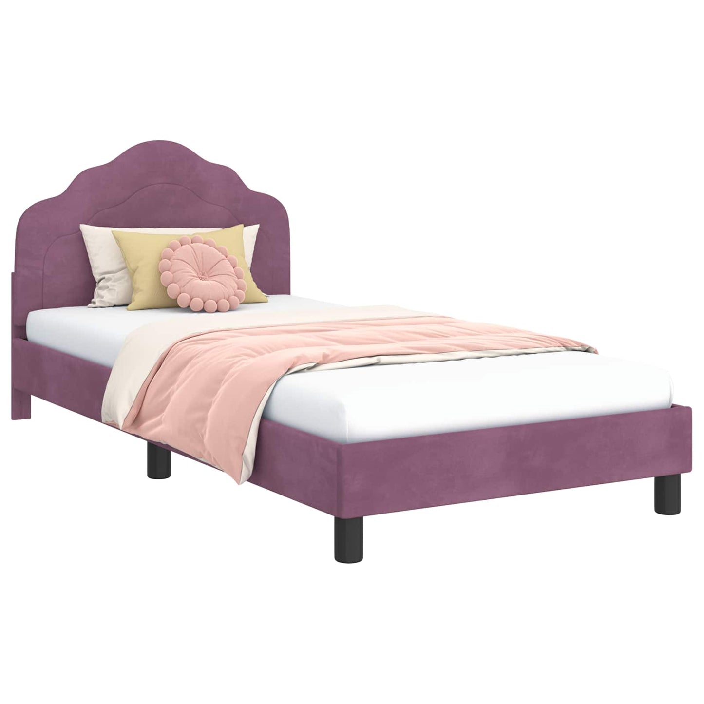 Bedframe voor kinderen met hoofdbord Paars 90 x 200 cm Fluweel