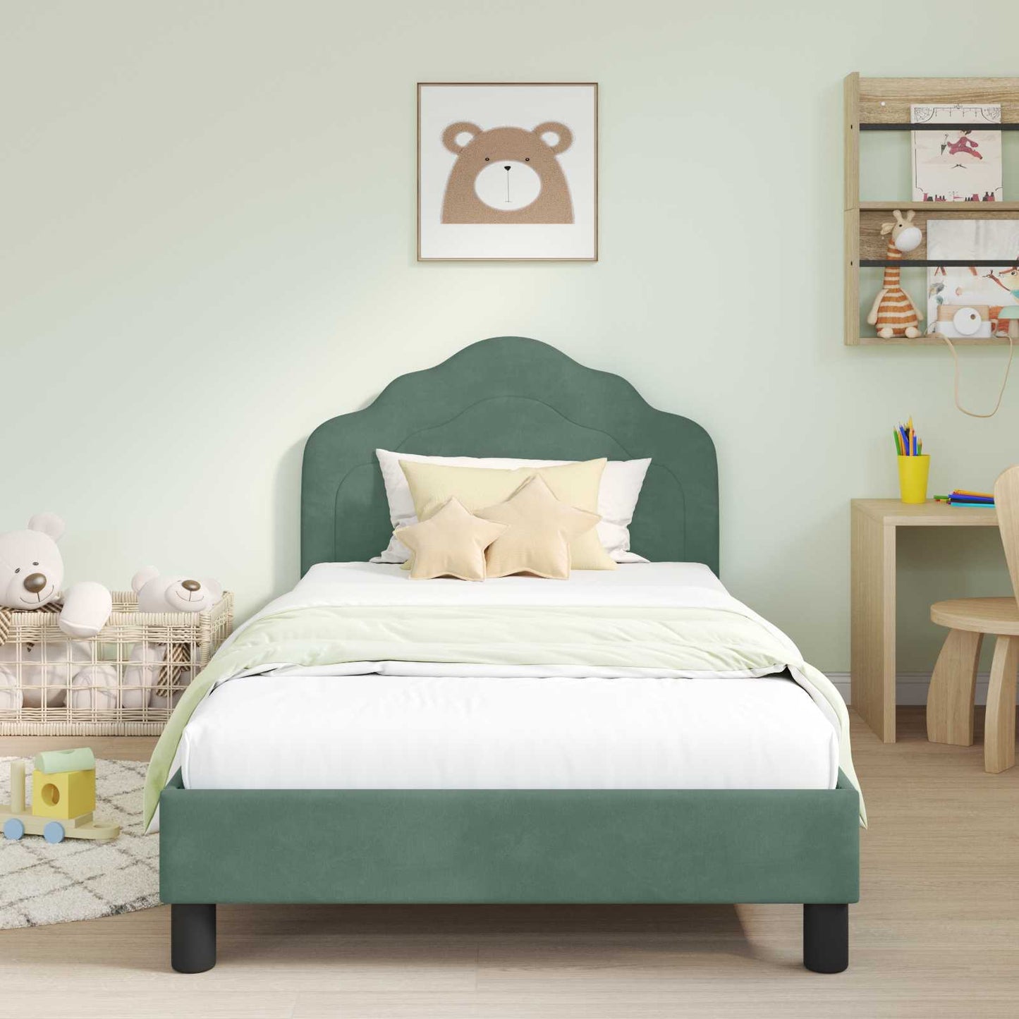 Bedframe voor kinderen met hoofdbord Zeegroen 90 x 200 cm