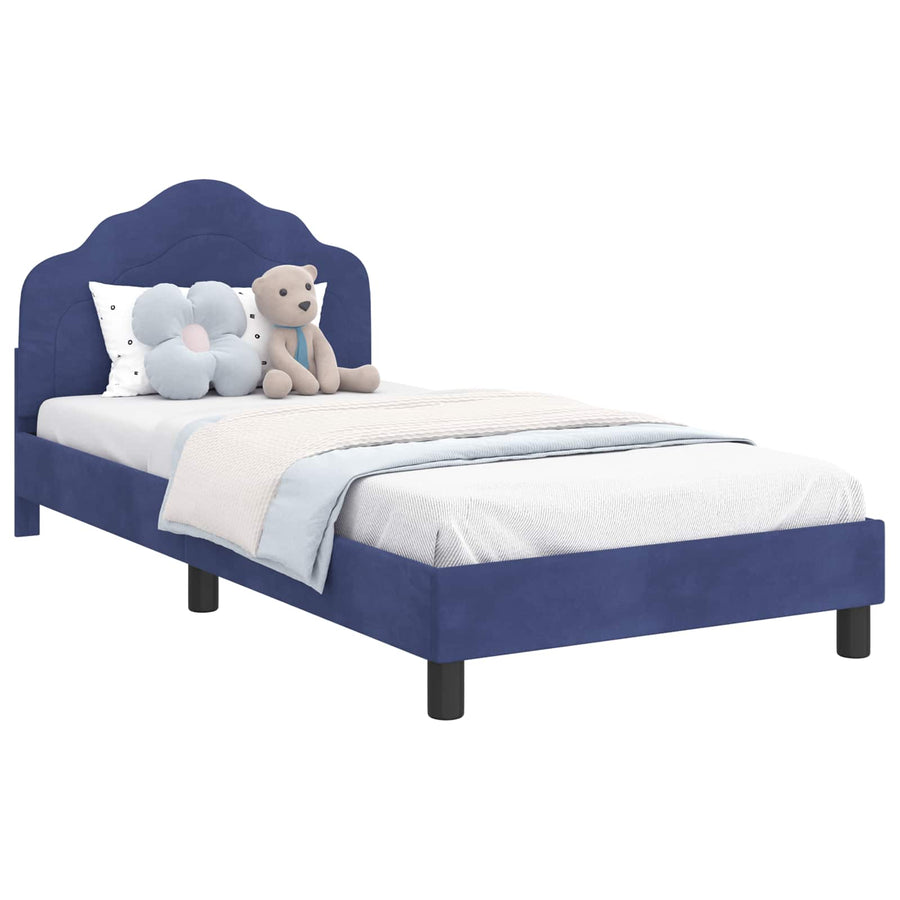 Bedframe voor kinderen met hoofdbord Politieblauw 90 x 200 cm