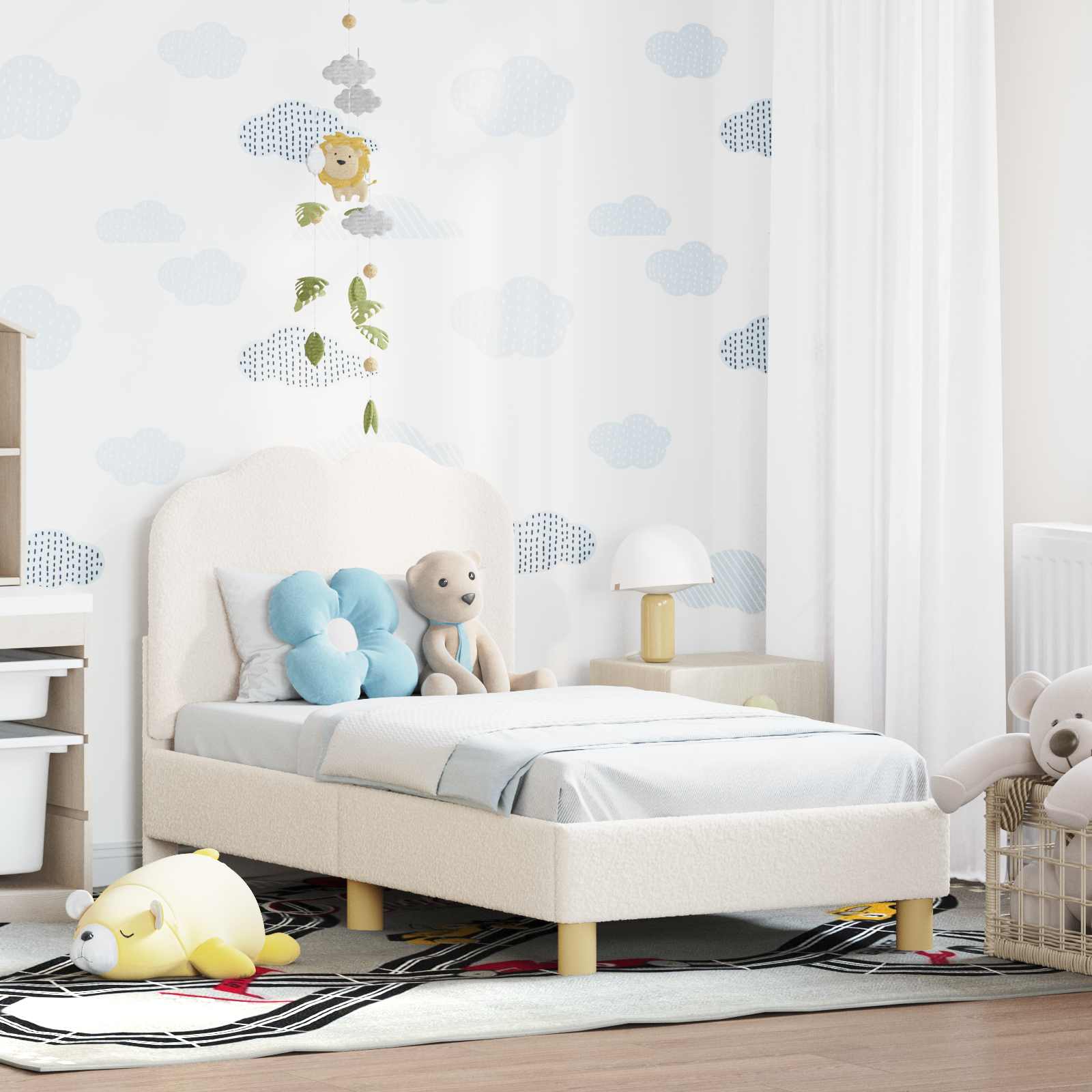 Peuterbedframe met hoofdbord Crèmekleurig 70 x 140 cm Bouclé