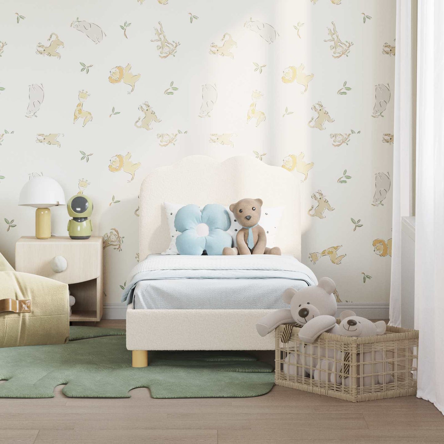 Peuterbedframe met hoofdbord Crèmekleurig 70 x 140 cm Bouclé