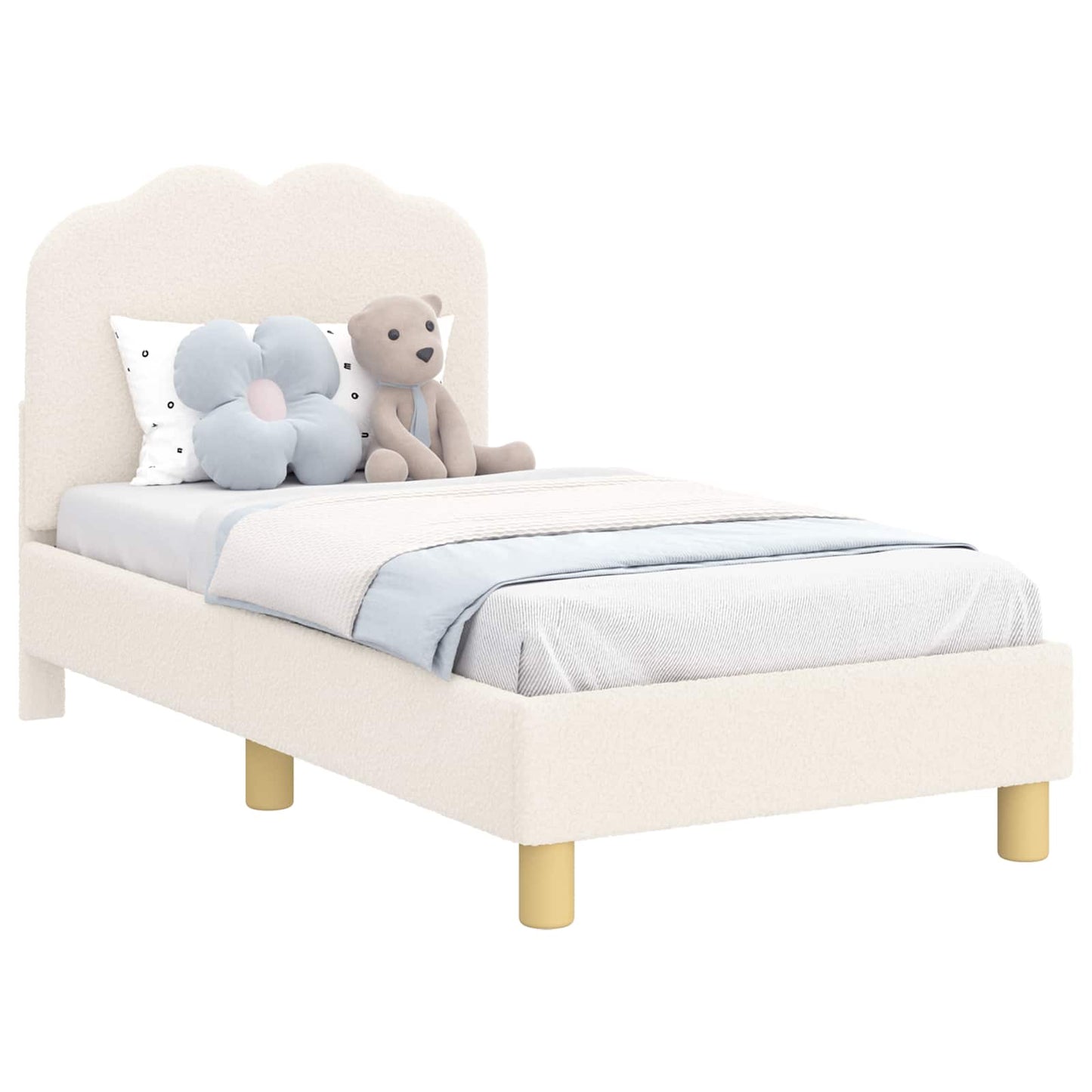 Peuterbedframe met hoofdbord Crèmekleurig 70 x 140 cm Bouclé
