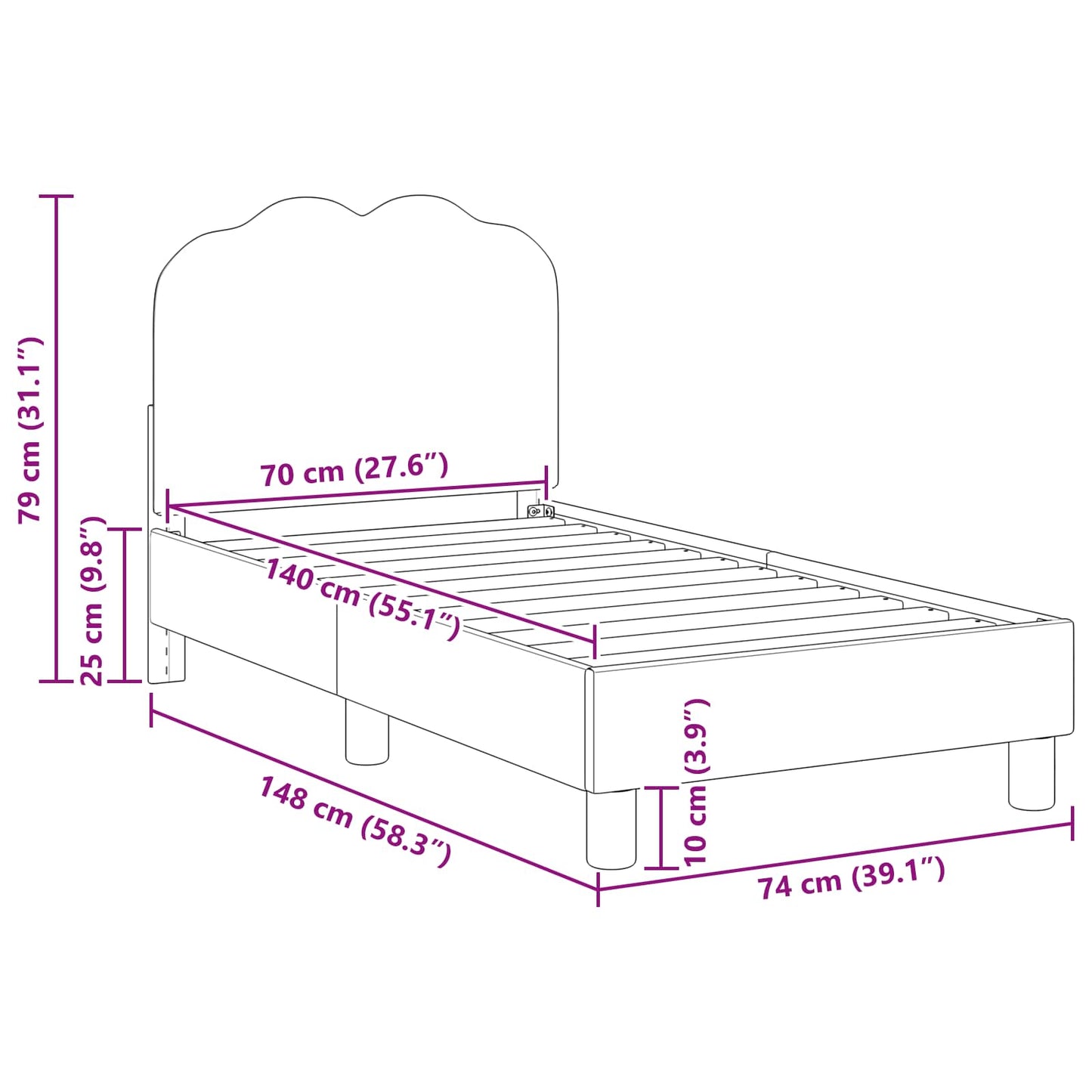 Peuterbedframe met hoofdbord Crèmekleurig 70 x 140 cm Bouclé