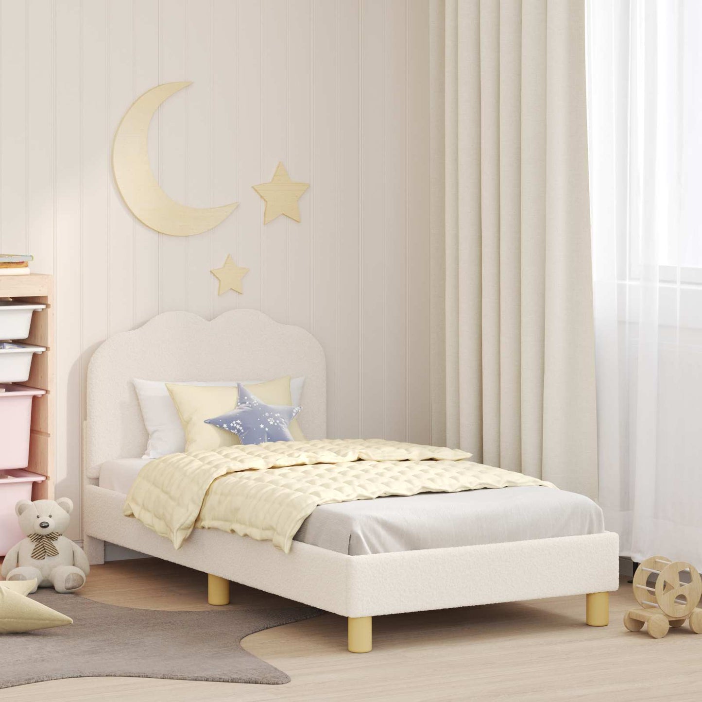 Bedframe voor kinderen met hoofdbord Crème 80 x 160 cm