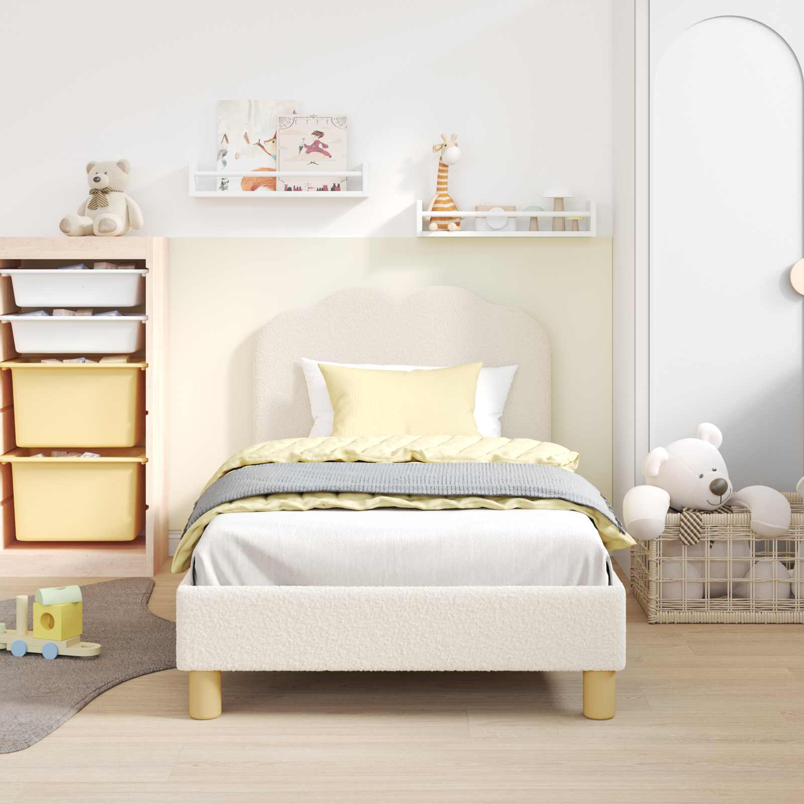 Bedframe voor kinderen met hoofdbord Crème 80 x 160 cm