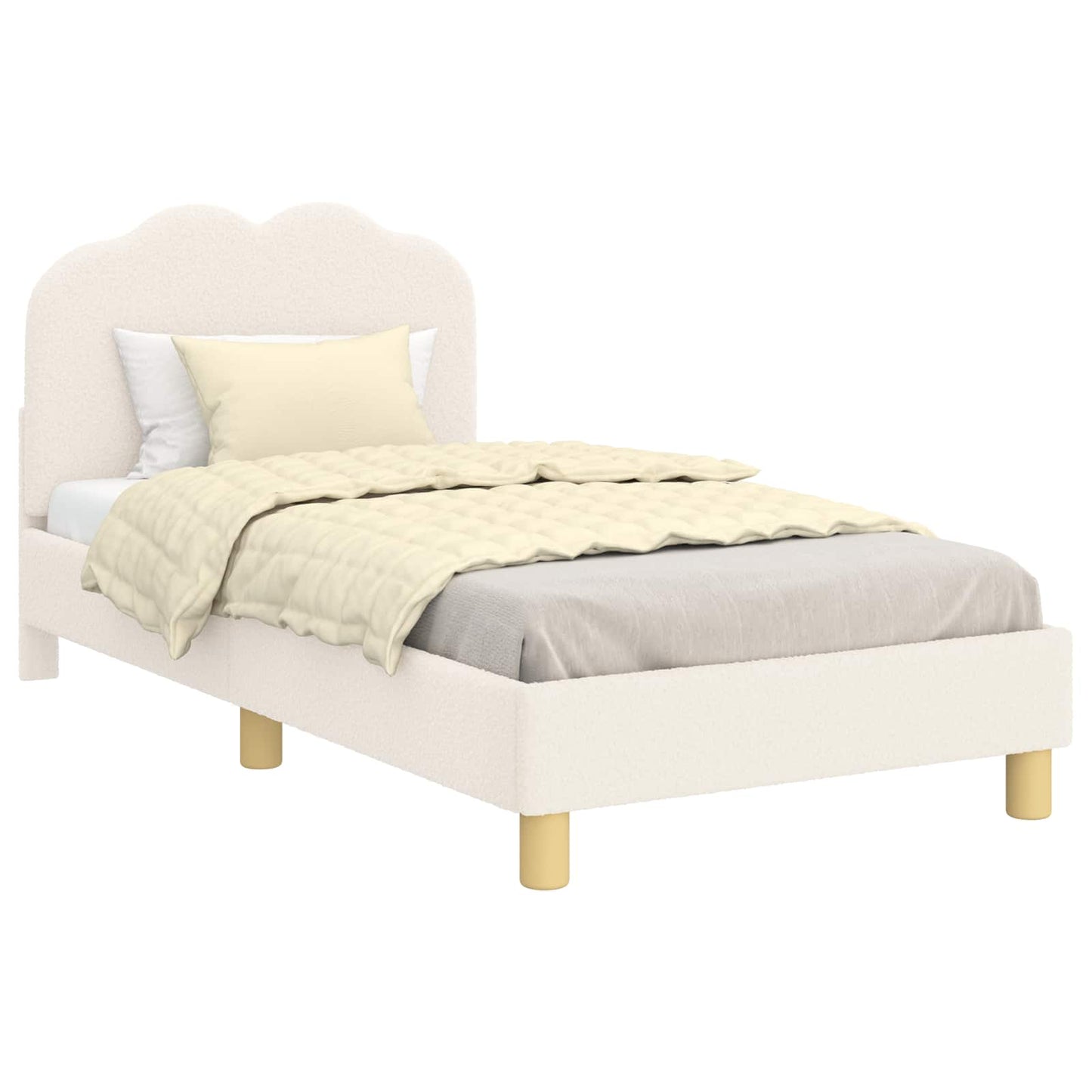 Bedframe voor kinderen met hoofdbord Crème 80 x 160 cm