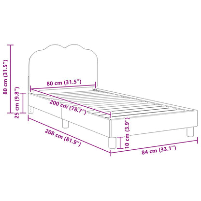 Bedframe voor kinderen met hoofdbord Lichtgrijs 80 x 200 cm
