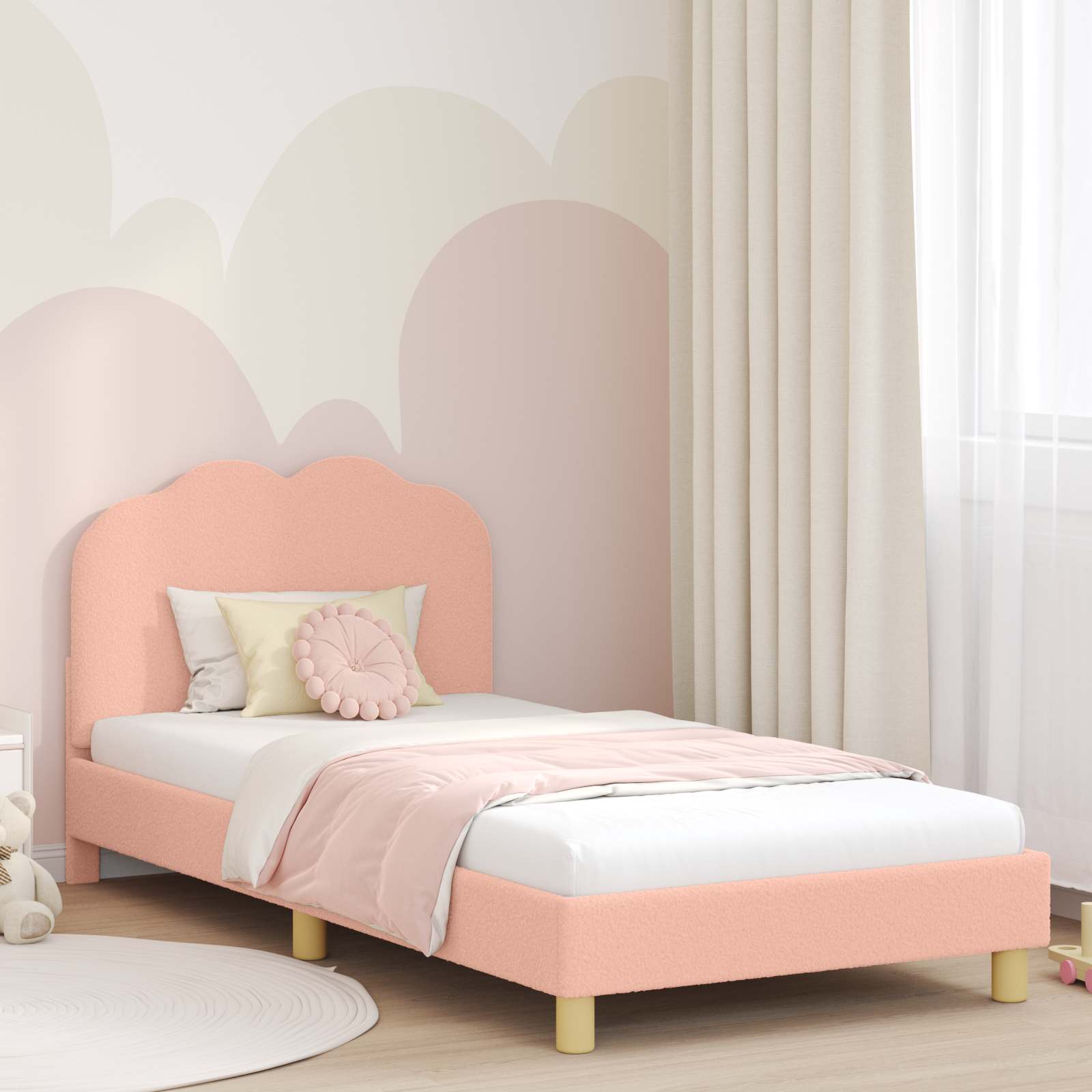 Bedframe voor kinderen met hoofdbord Roze 90 x 190 cm